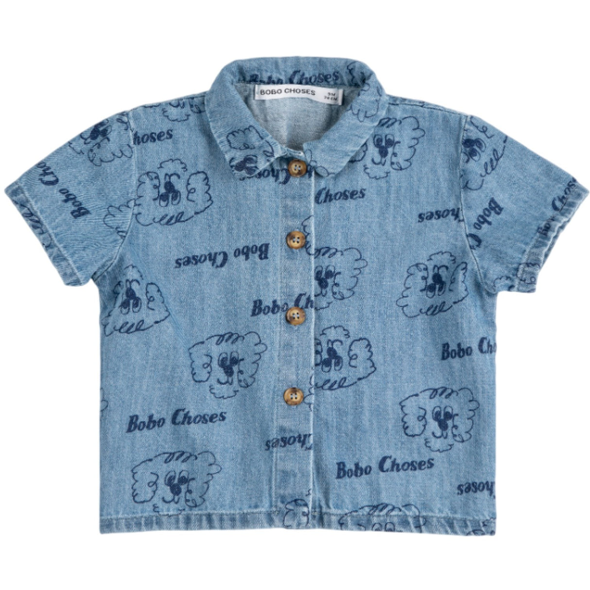 Bobo Choses Light Blue Pickles The Dog All Over Denim Skjorte