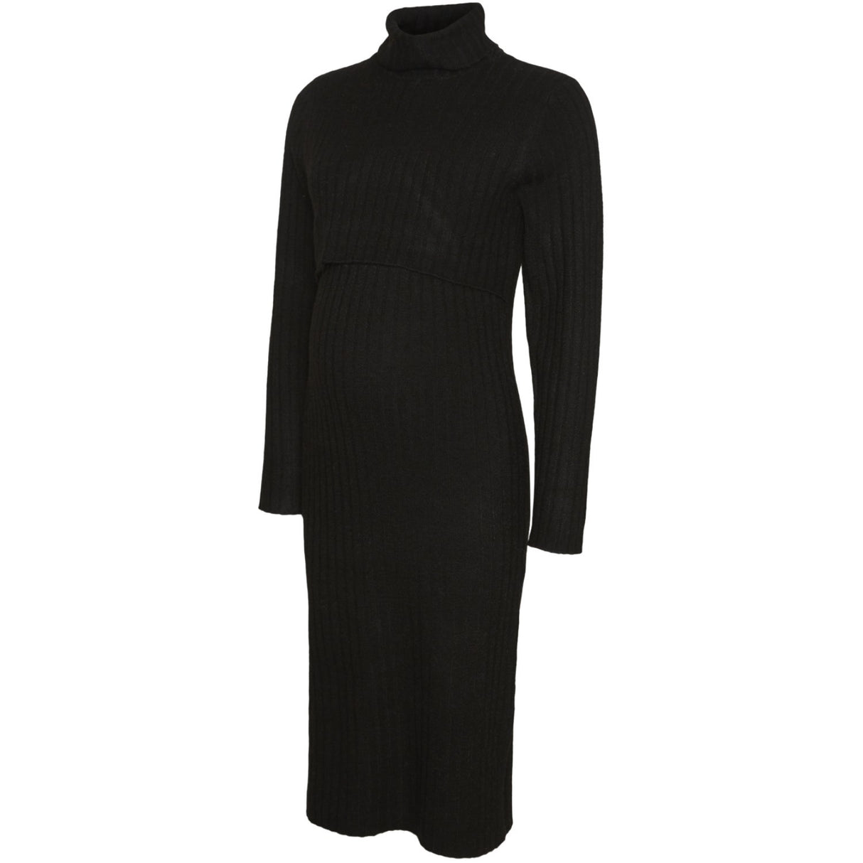 Mama;licious Black Mlsuniva June Ls Strik Midi Kjole 2F Noos