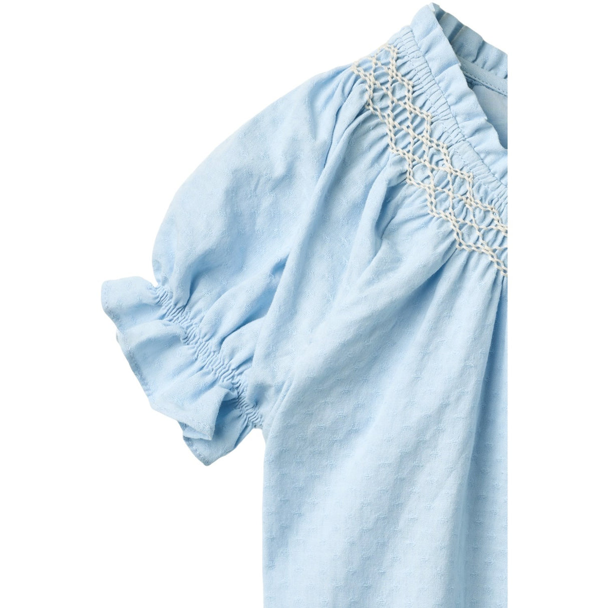 COPENHAGEN COLORS Lt. Blue Comb. Bluse W. Smock W. Emb.