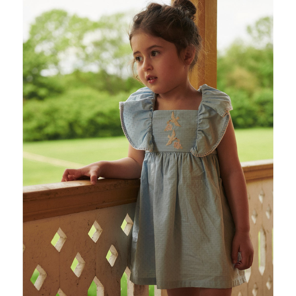 COPENHAGEN COLORS Lt. Blue Comb. Kjole W. Flæse & Emb.