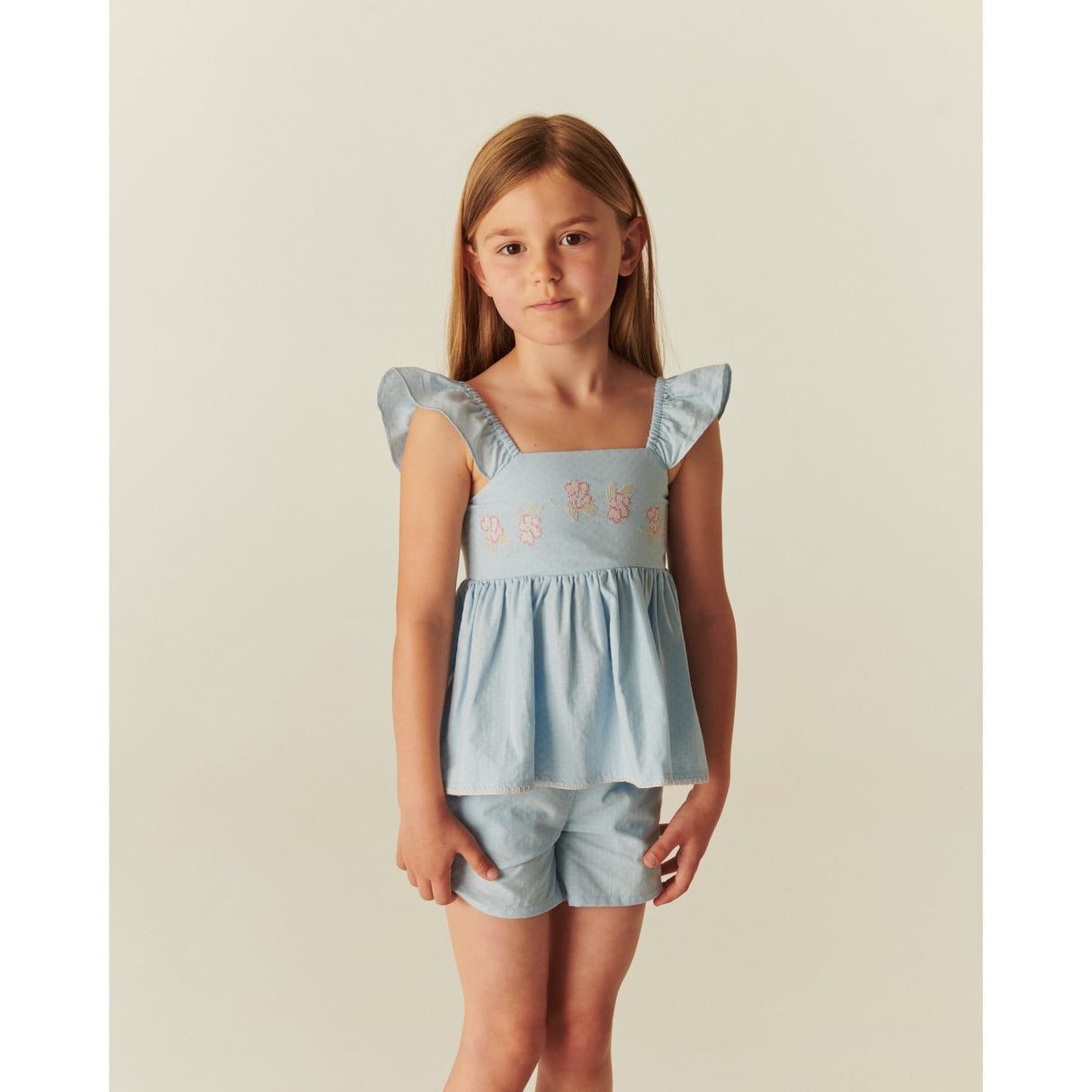 COPENHAGEN COLORS Lt. Blue Comb. Summer Sæt W. Emb.