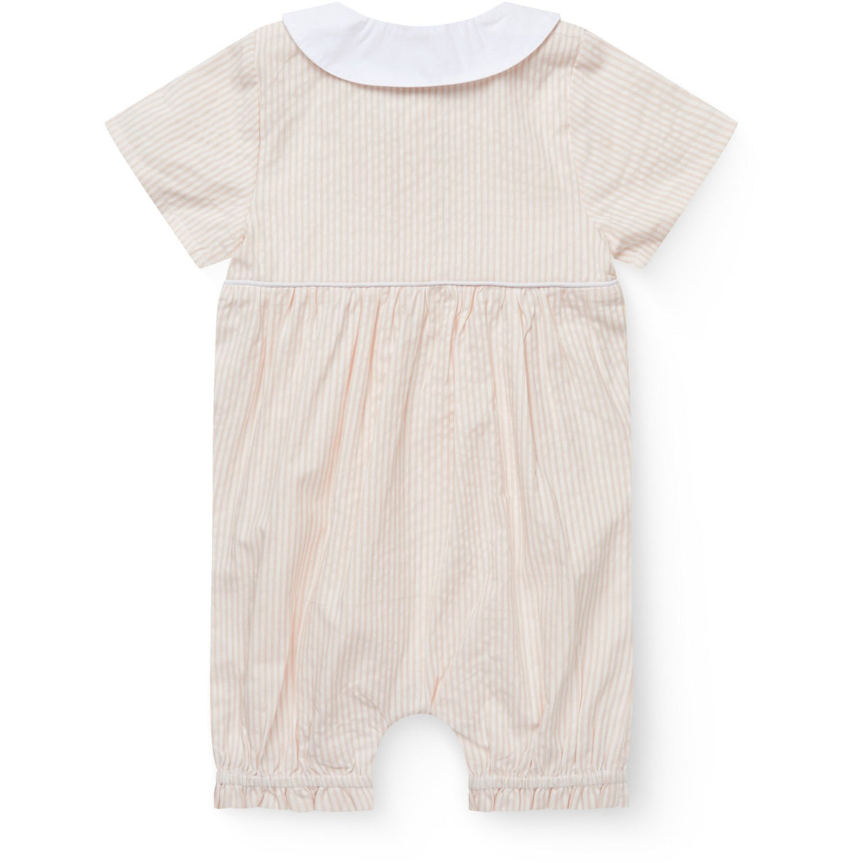 COPENHAGEN COLORS Dusty Rose W Cream Stripe Seersucker Romper W. Krave
