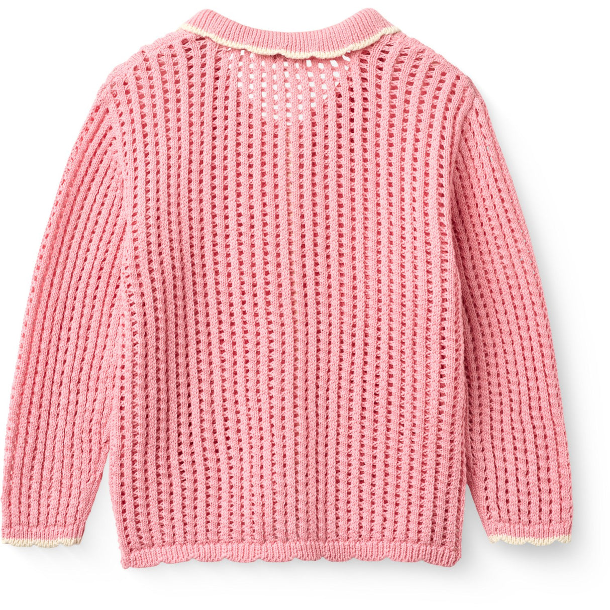 COPENHAGEN COLORS Pink W Cream Crochet Ls Cardigan