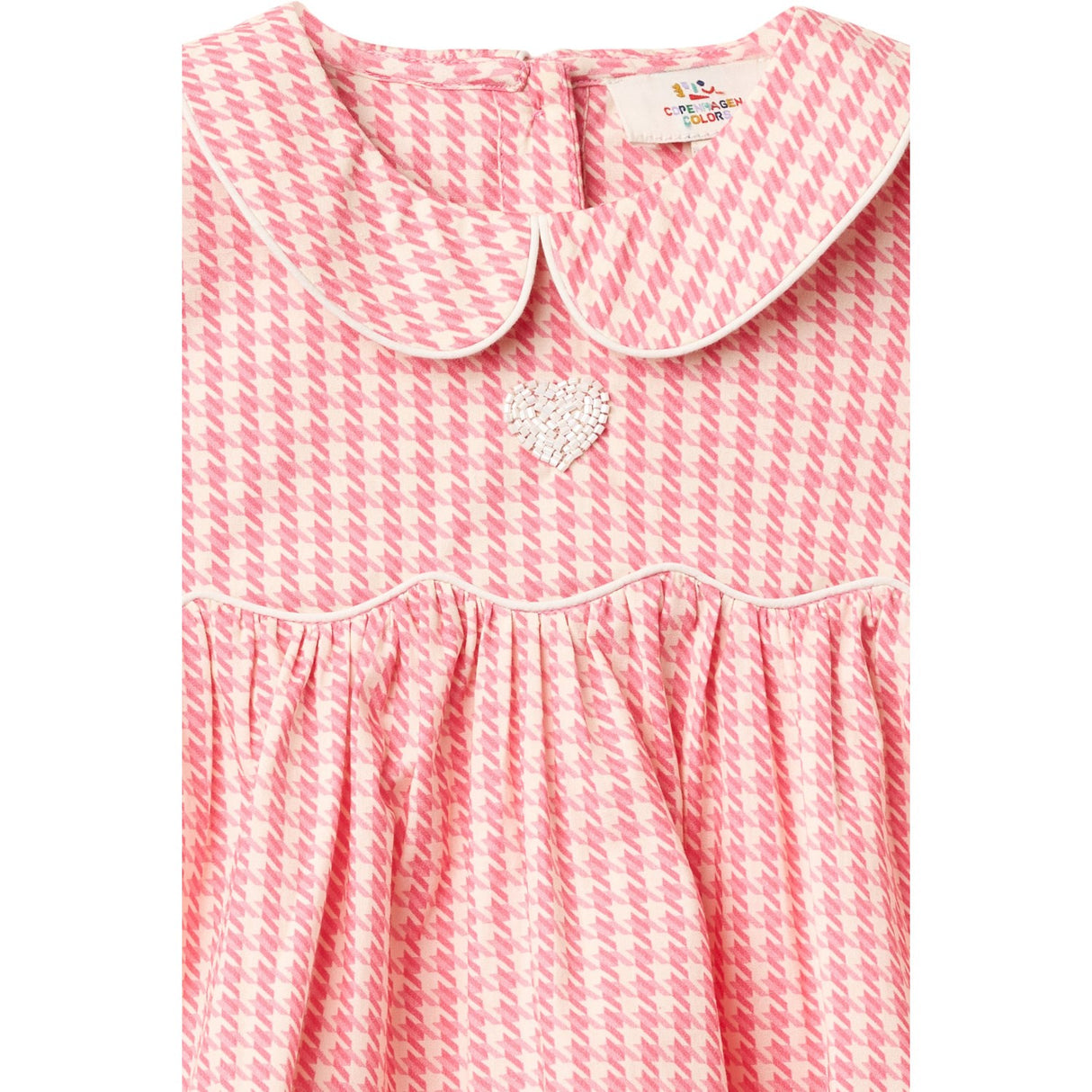 COPENHAGEN COLORS Pink Houndstooth Mini Houndstooth Ss Bluse W. Krave