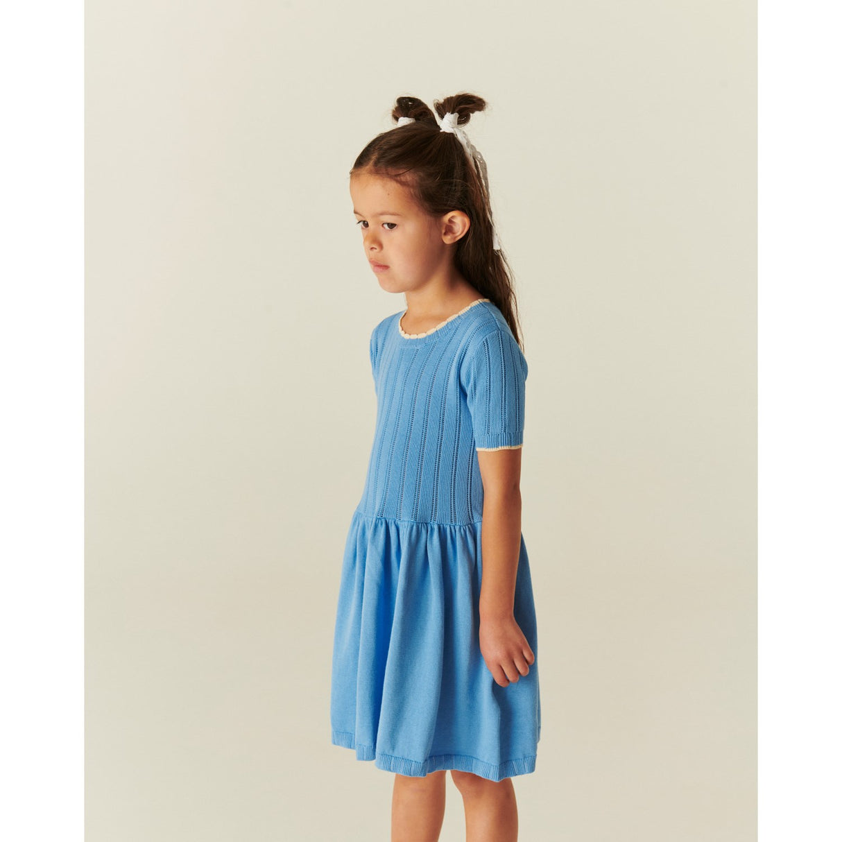COPENHAGEN COLORS Sky Blue Comb Strikket Pointelle Kjole