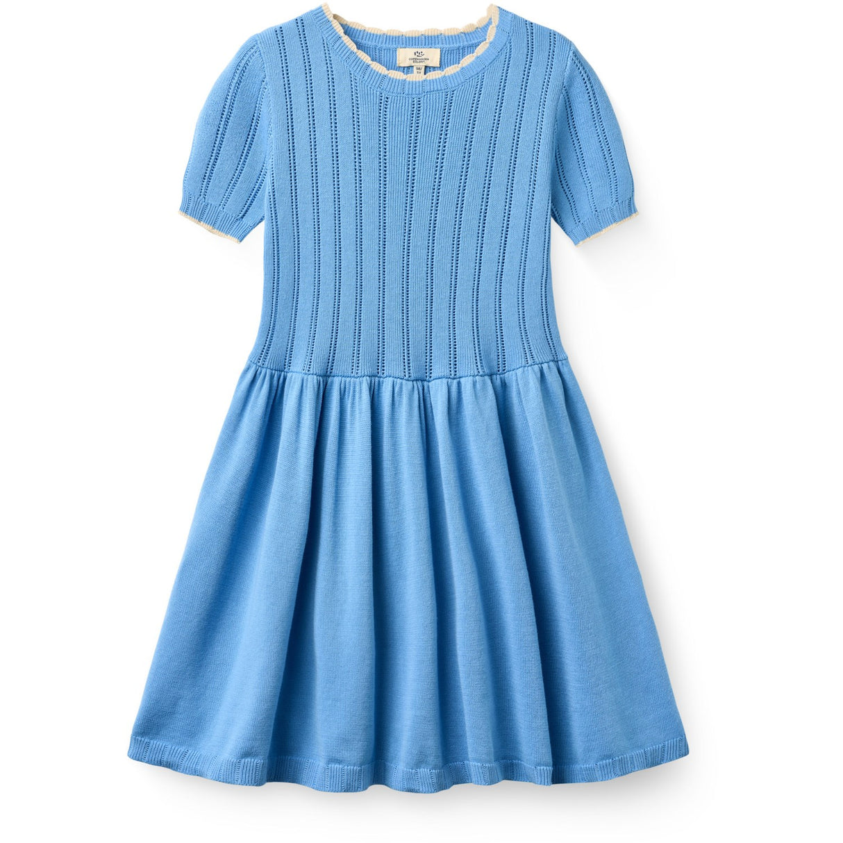 COPENHAGEN COLORS Sky Blue Comb Strikket Pointelle Kjole