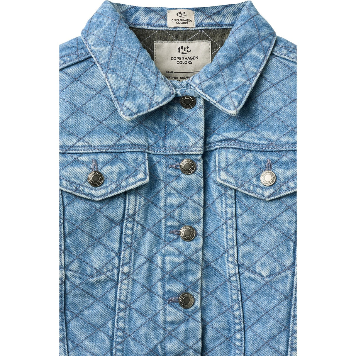 COPENHAGEN COLORS Lt. Washed Blue Quilt Organic Quiltet Denim Jakke