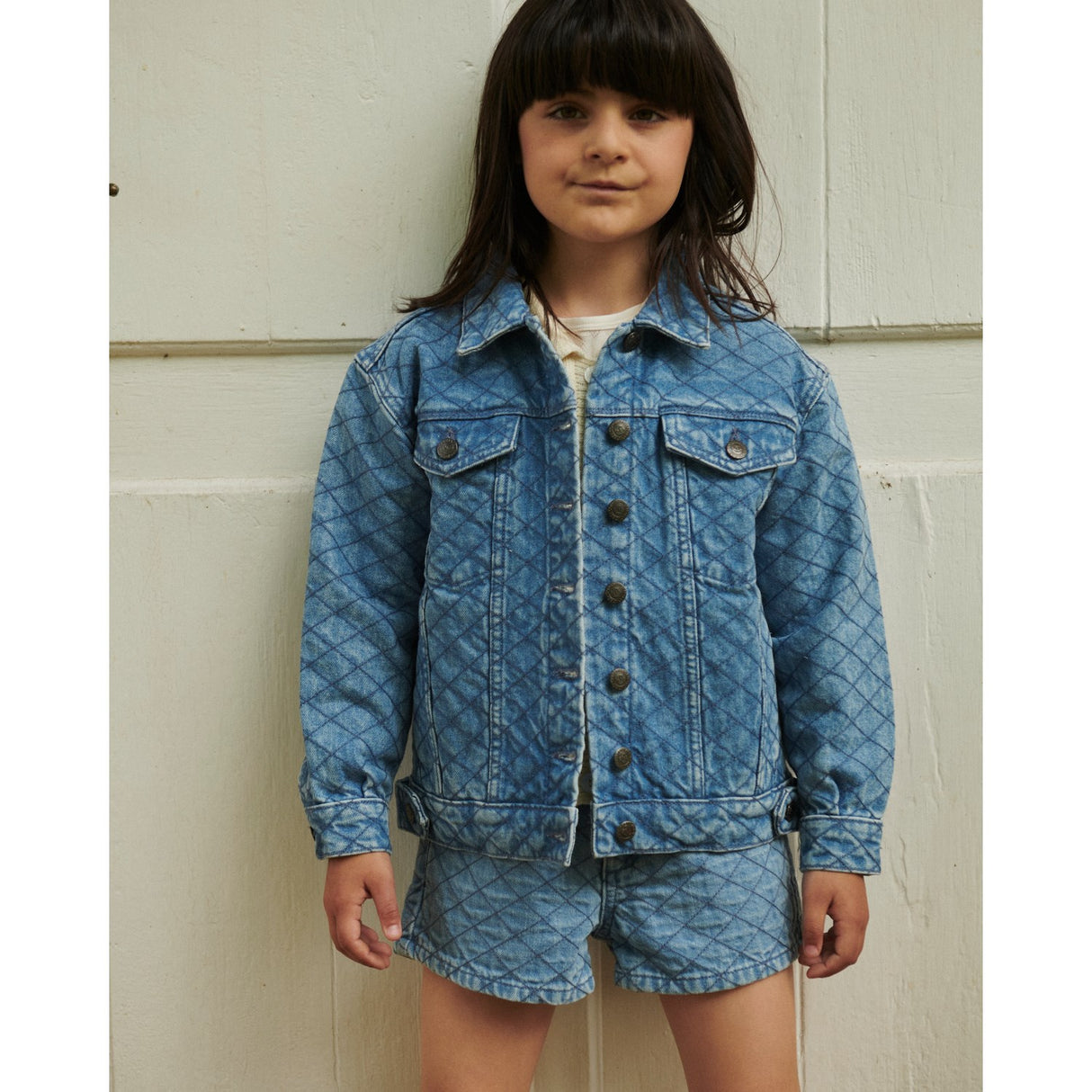 COPENHAGEN COLORS Lt. Washed Blue Quilt Organic Quiltet Denim Jakke