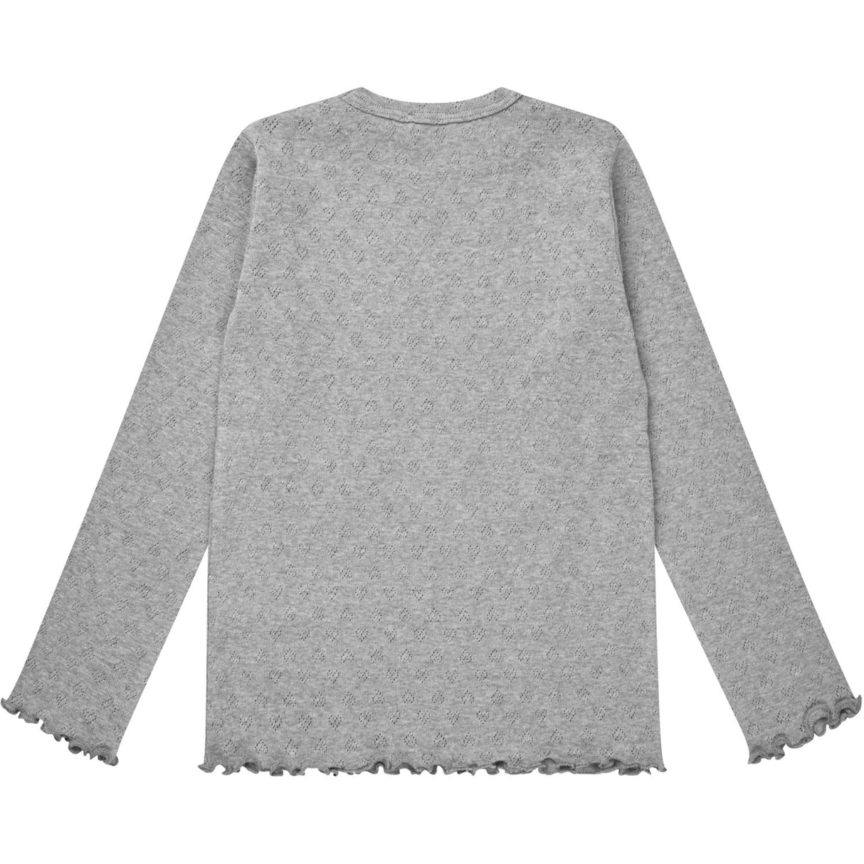 COPENHAGEN COLORS Grey Mel. Pointelle Heart Ls Tee