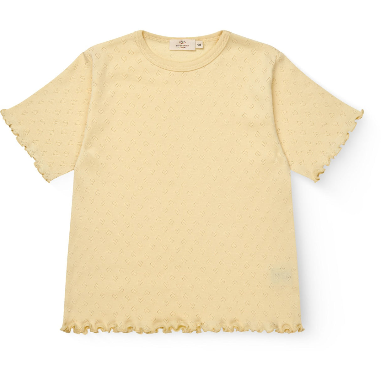 COPENHAGEN COLORS Pale Yellow Pointelle Heart T-Shirt