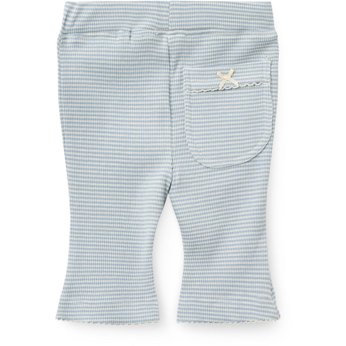 COPENHAGEN COLORS Dusty Blue Stripe Stripe Modal Rib Flare Pant W. Picot & Sløjfe
