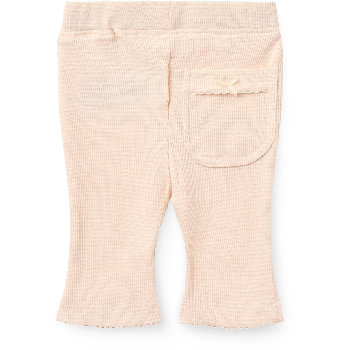 COPENHAGEN COLORS Dusty Rose Stripe Stripe Modal Rib Flare Pant W. Picot & Sløjfe