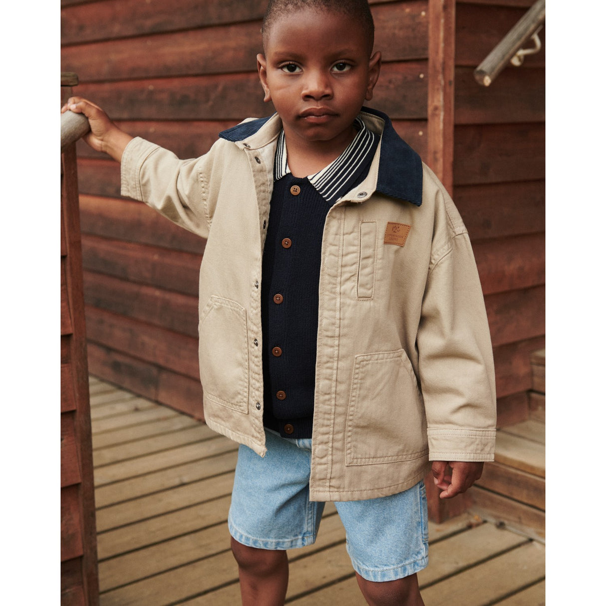 COPENHAGEN COLORS Beige Comb. Twill Jakke W. Corduroy Krave