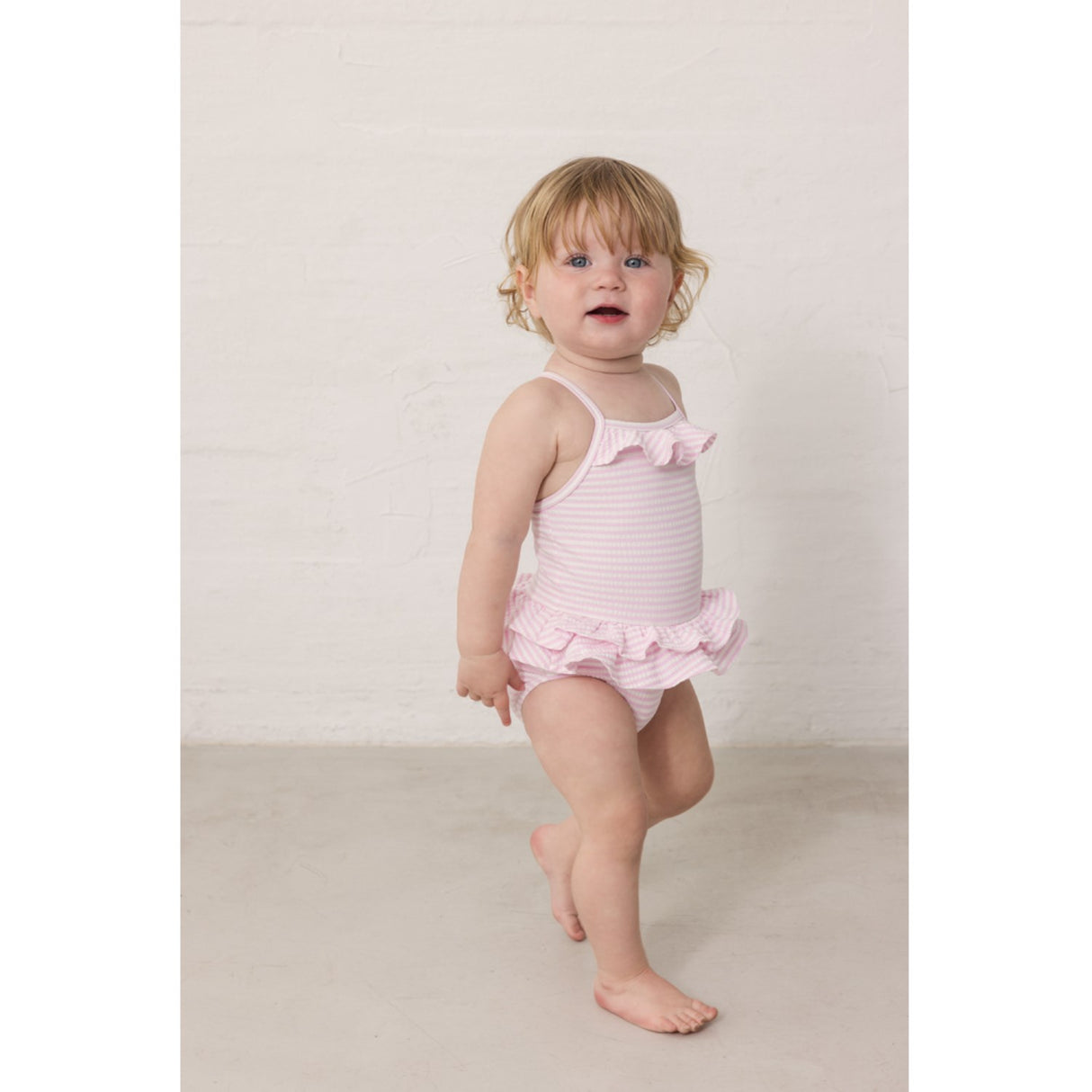 MarMar Seersucker Swim Pink Stripe Swinnie Bathing Dragt