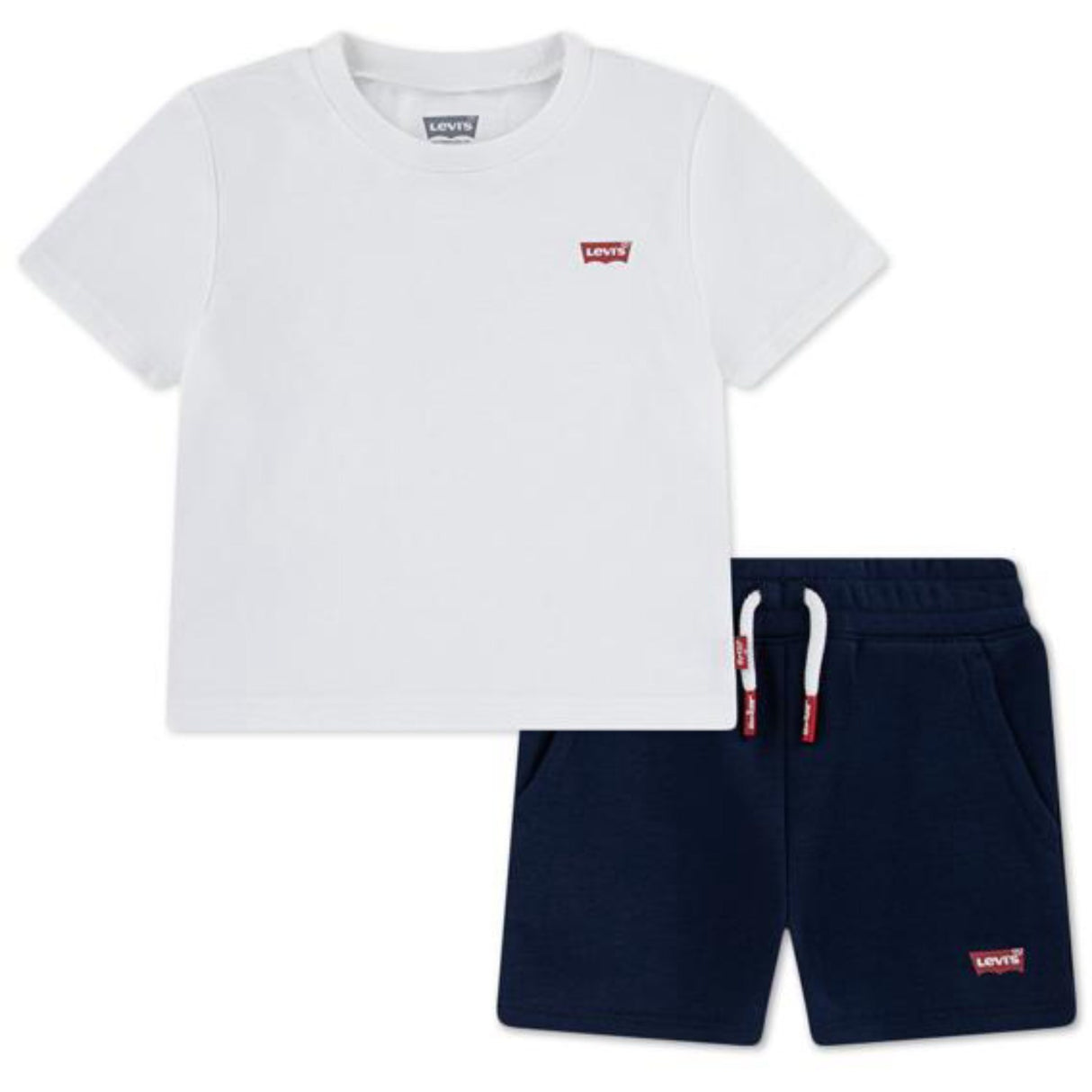 Levi's Bright White Lvb Batwing T-Shirt & Strik Shorts Sæt