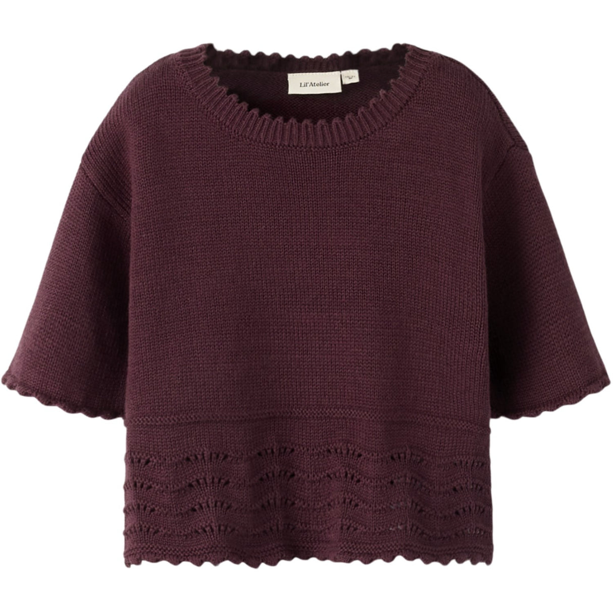 Lil'Atelier Catawba Grape Nmflola Ss Strik Top Lil