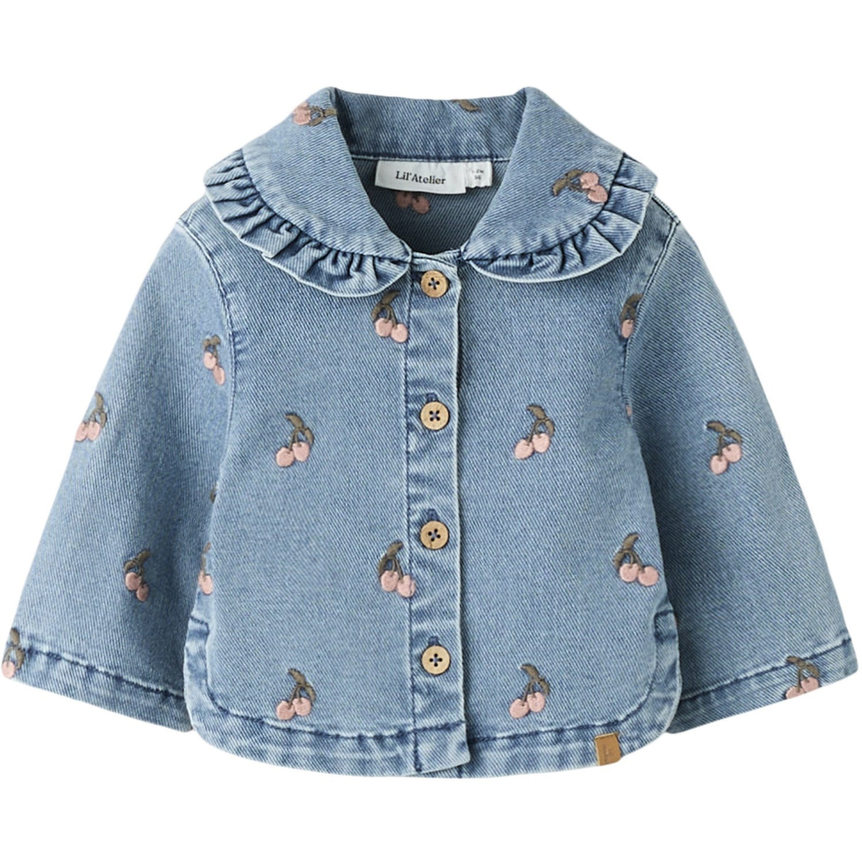 Lil'Atelier Medium Blue Denim Cherry Nbfdeva Loose Dnm Emb Jakke 2024-Es Lil
