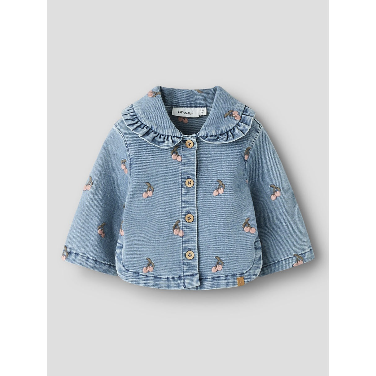 Lil'Atelier Medium Blue Denim Cherry Nbfdeva Loose Dnm Emb Jakke 2024-Es Lil
