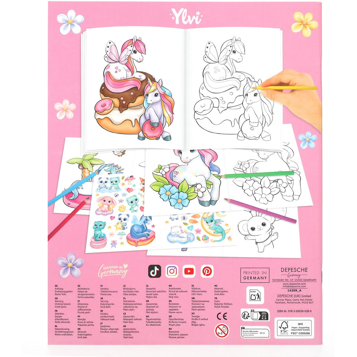 Ylvi Create Your Unicorn Colouring Bog