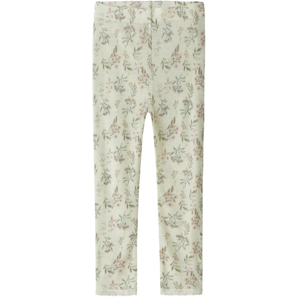 Name It Snow White Flowers + Leafs Nmfwang Uld Needle Leggings Noos