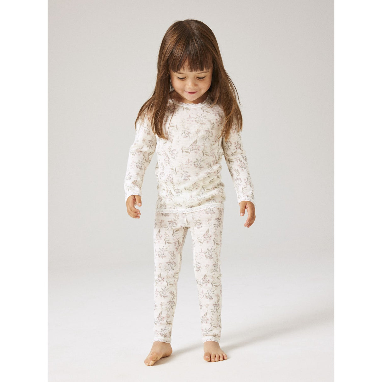 Name It Snow White Flowers + Leafs Nmfwang Uld Needle Leggings Noos