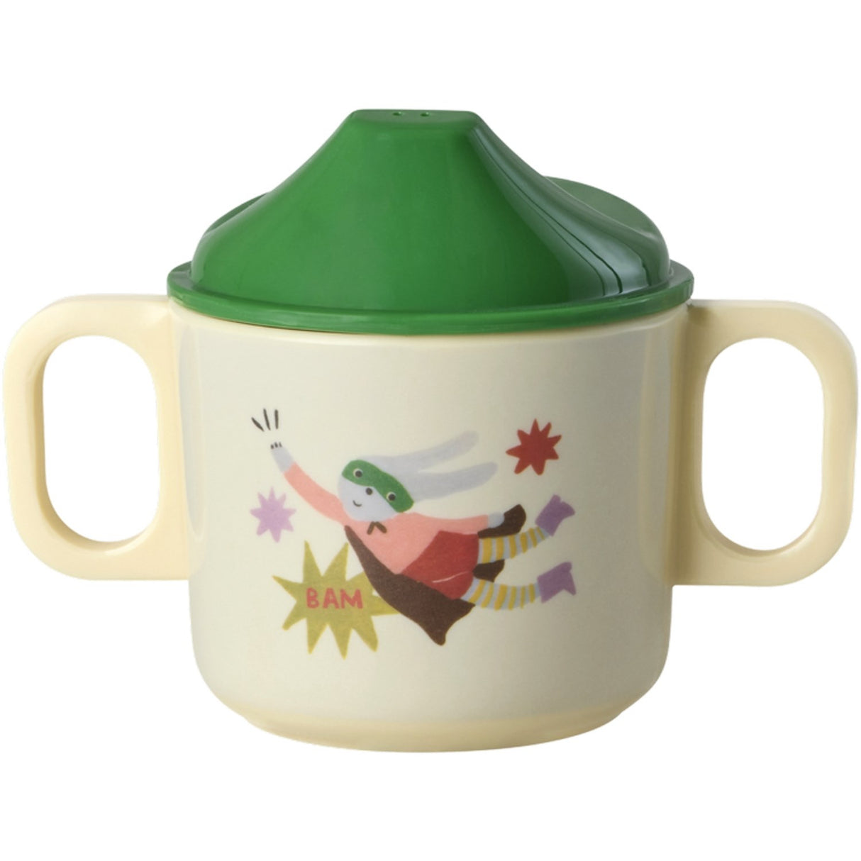 Rice Melamin 2 Handle Baby Kop Med Hero Print - Green - 250 Ml