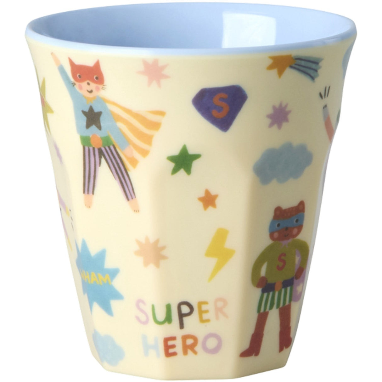 Rice Melamin Kids Kop Med Hero Print - Small - Soft Blue - 160 Ml
