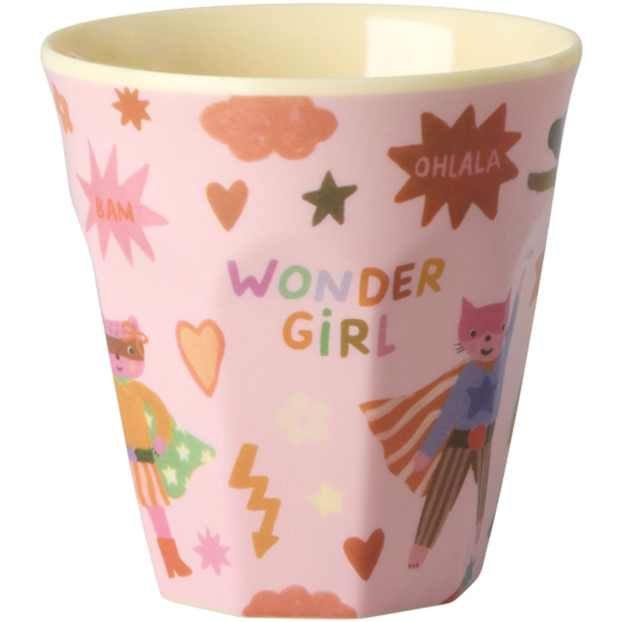Rice Melamin Kids Kop Med Hero Print - Small - Pink - 160 Ml