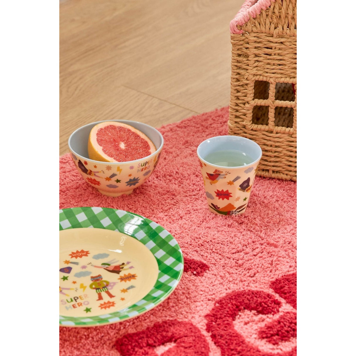 Rice Melamin Skål Med Hero Print - Small - Soft Blue - 300 Ml