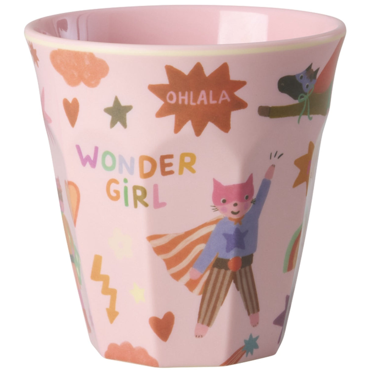 Rice Melamin Kop Med Hero Print - Medium - Pink - 250 Ml