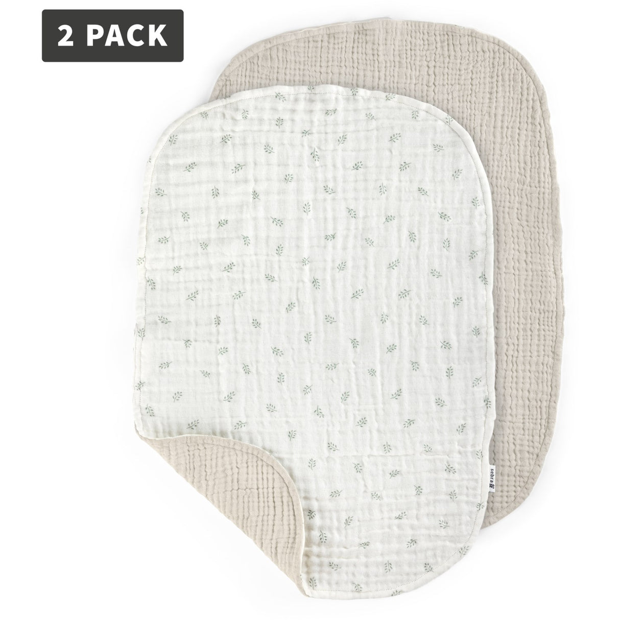 Sebra Beige Sophora Leaves Changing Mat Towels 2-Pak Muslin
