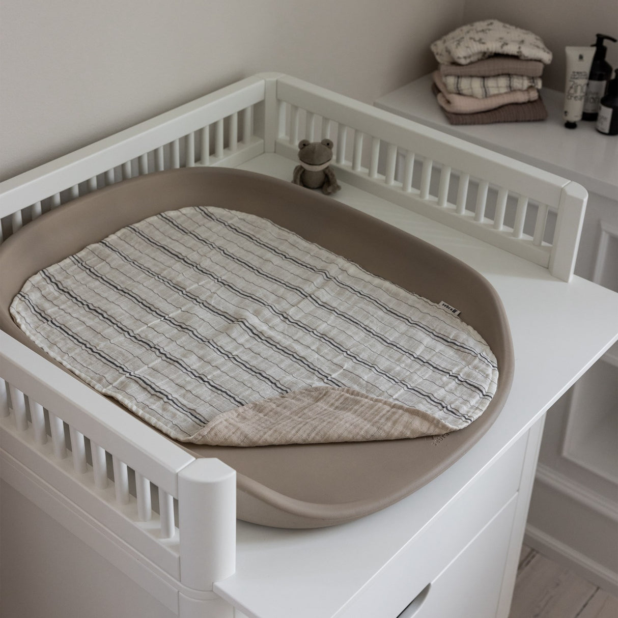 Sebra Beige Stripe Changing Mat Towels 2-Pak Muslin