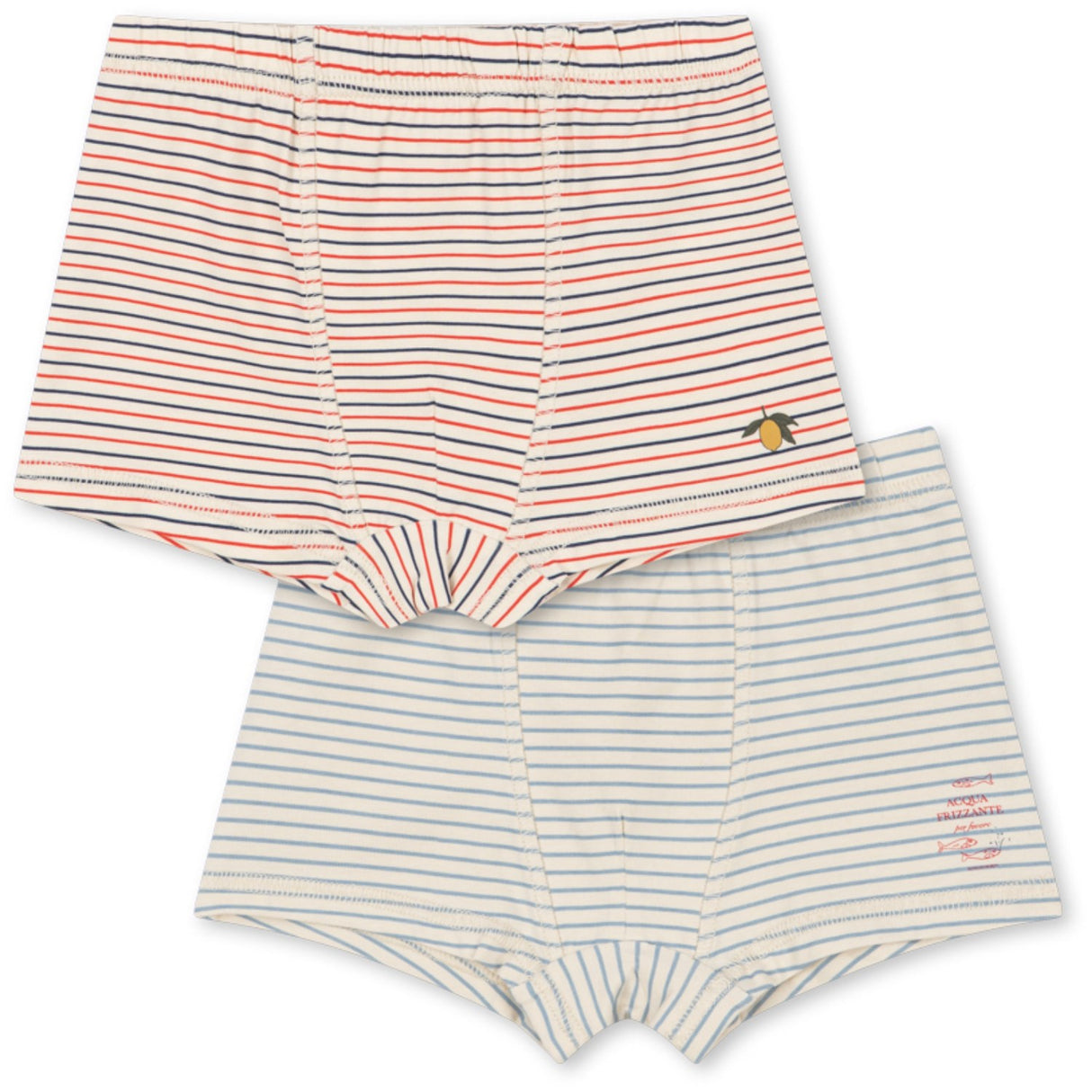 Konges Sløjd Stripe Bluie/Stripe Tricolore Petit Basic 2 Pak Boy Underbukser Gots