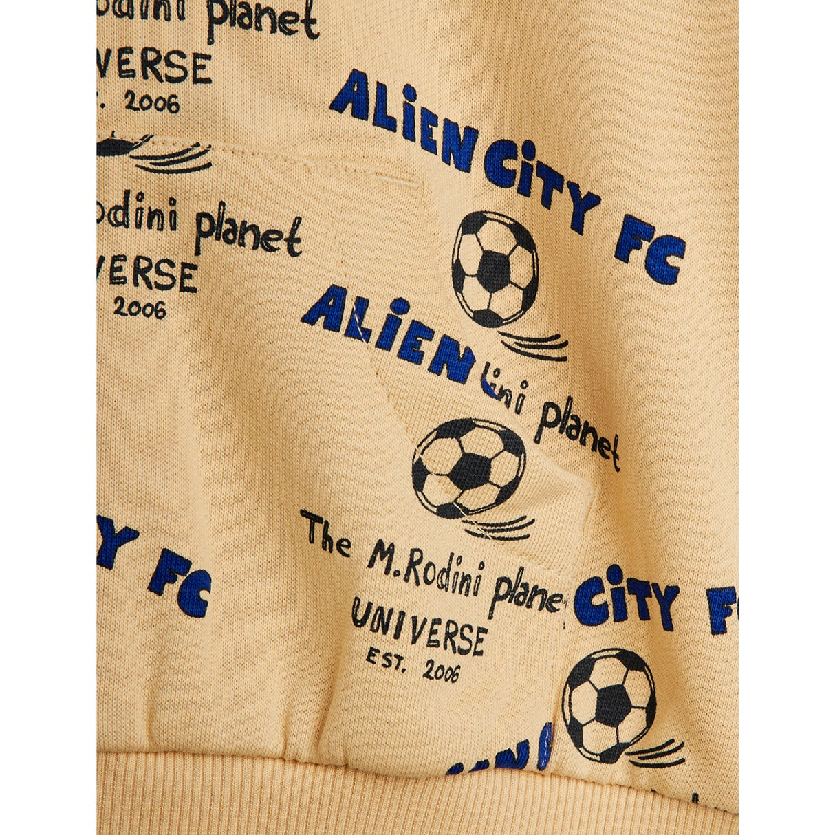 Mini Rodini Beige Alien City Fc AOP Zip Hættetrøje