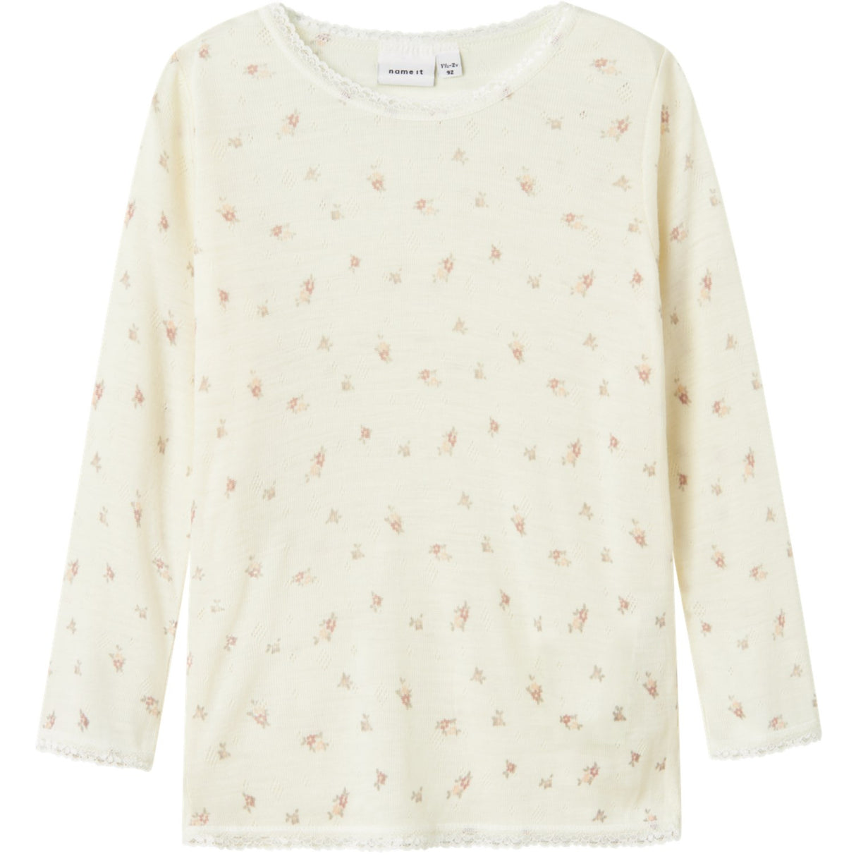 Name It Snow White Small Flowers Nmfwang Uld Needle Ls Top Noos
