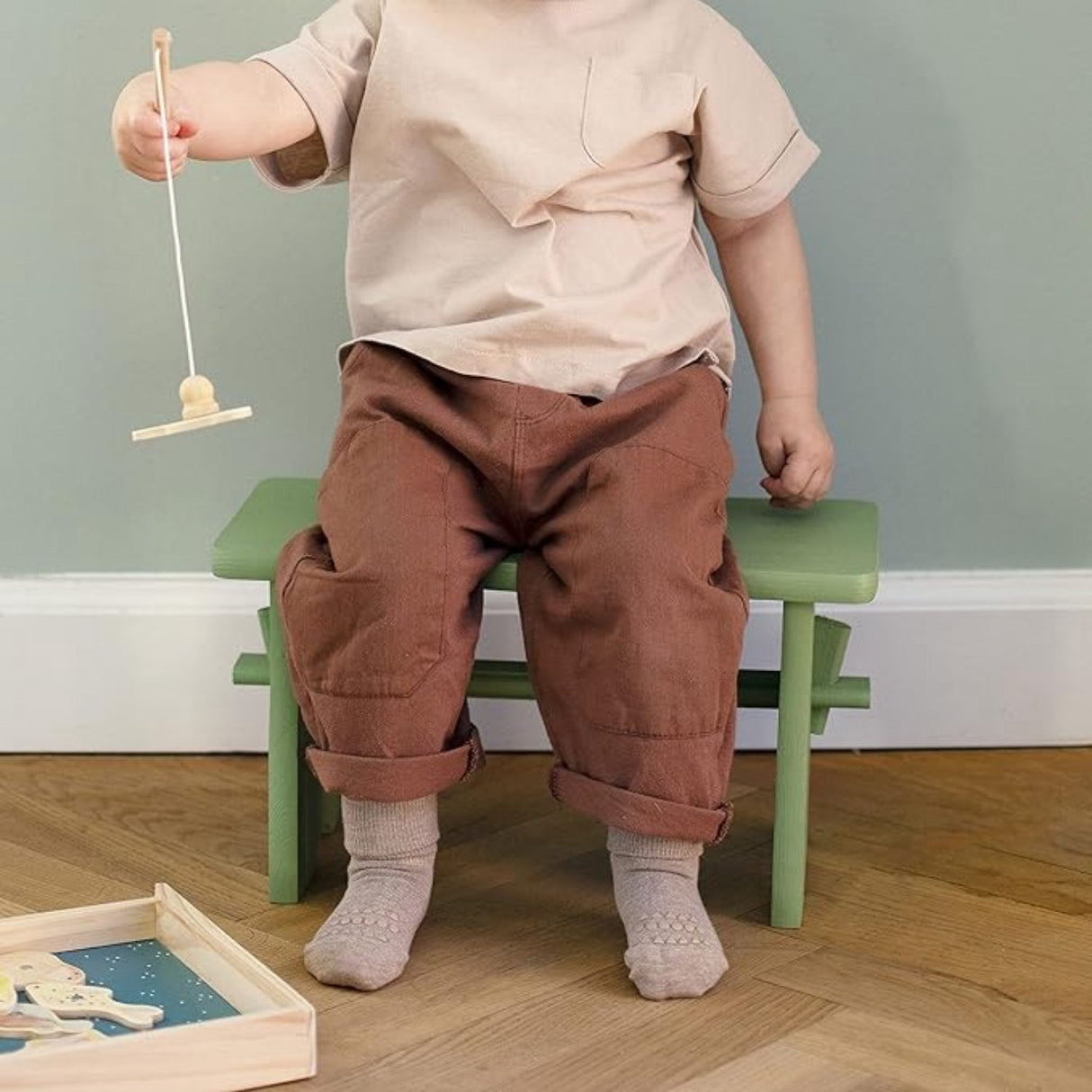 GObabyGO Bamboo Strømper Antislip Sand