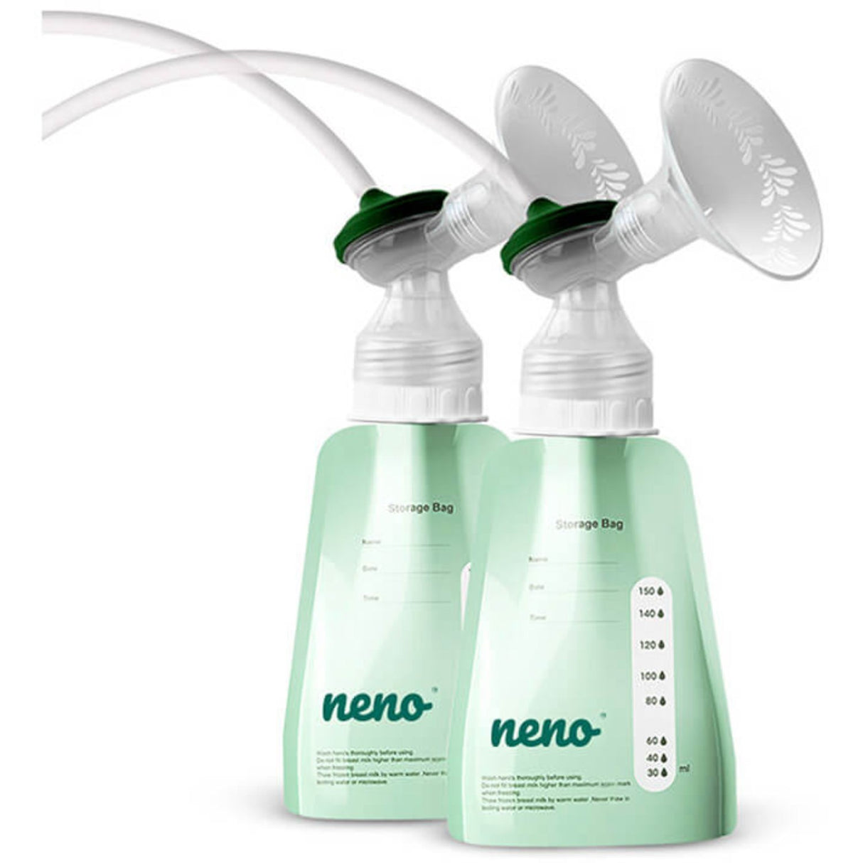 Neno Grøn Opbevaringsposer Brystmælk 20 Poser + Adapter