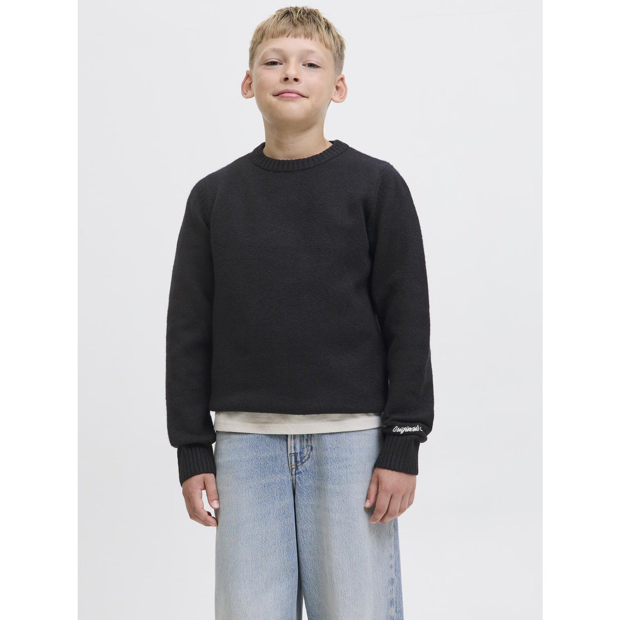 Jack & Jones Junior Black Jornorrebro Strik Crew Neck Sn Jnr