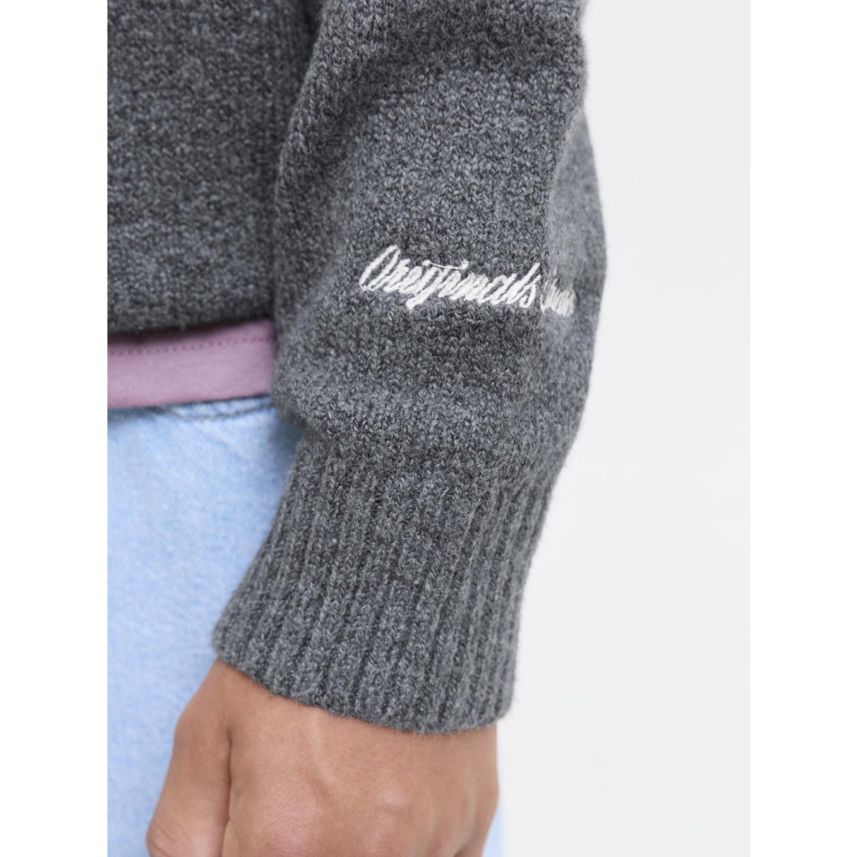 Jack & Jones Junior Dark Grey Melange Jornorrebro Strik Crew Neck Ln Jnr