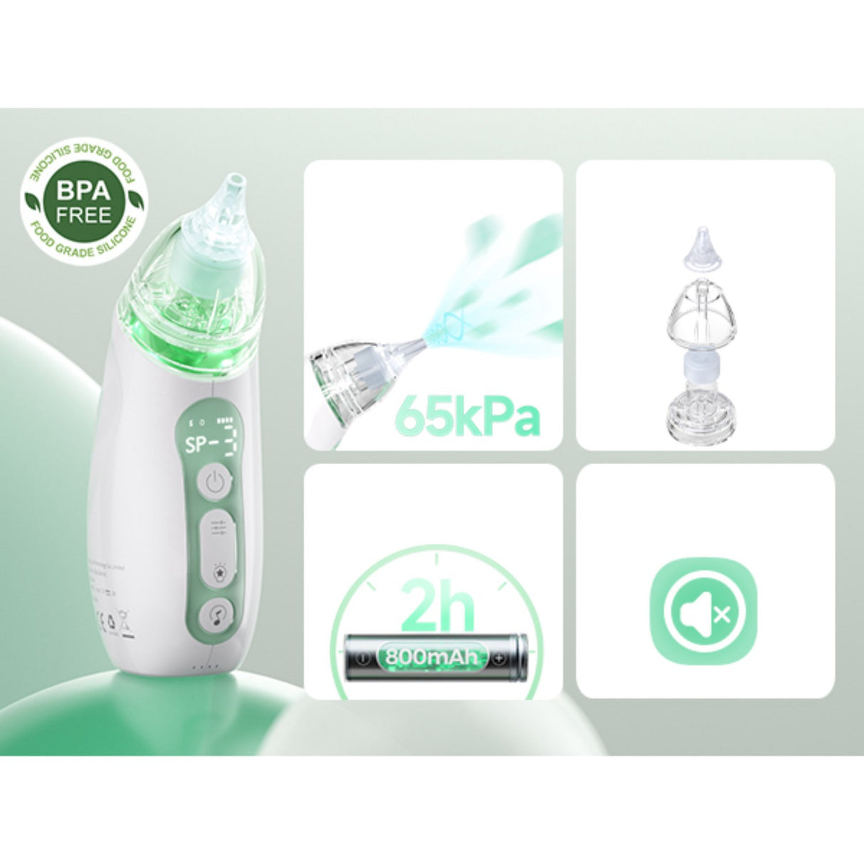 Momcozy Baby Nasal Aspirator- Lang Batteri Levetid