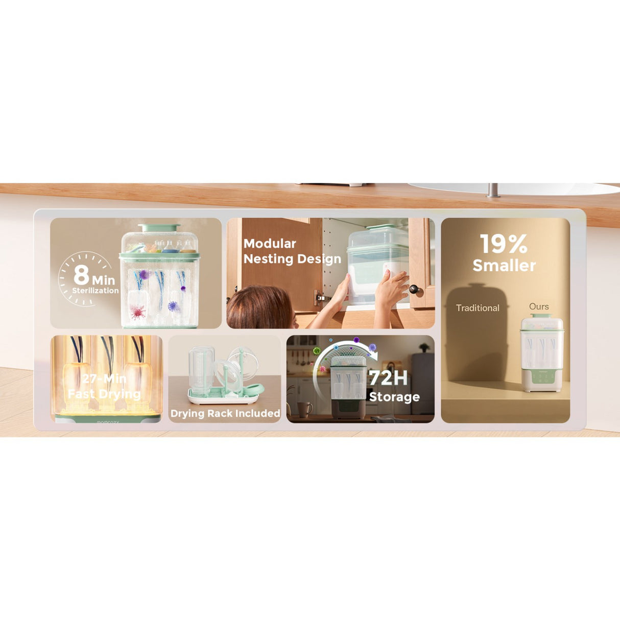 Momcozy BS04 4-in-1 Flaske Sterilisator Og Tørrer