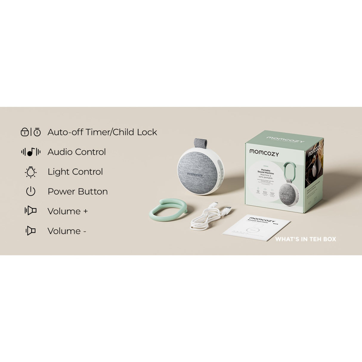 Momcozy Portable Sound Maskine Med Natlys