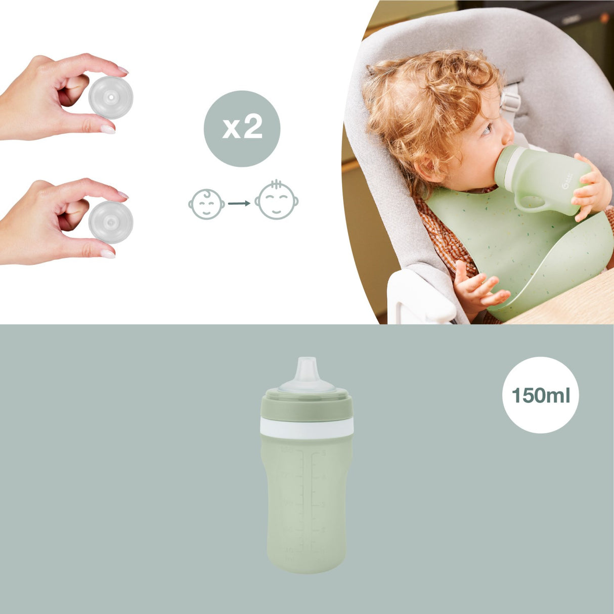 Babymoov Green Silikone Vandflaske
