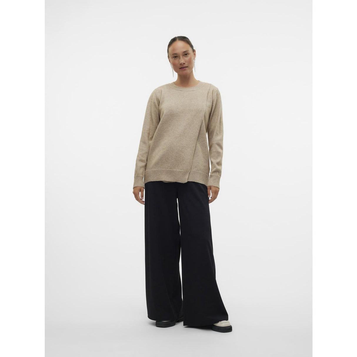 Mama;licious Natural Melange Mlnewanne Iris L/S Strik Top 2F Noos