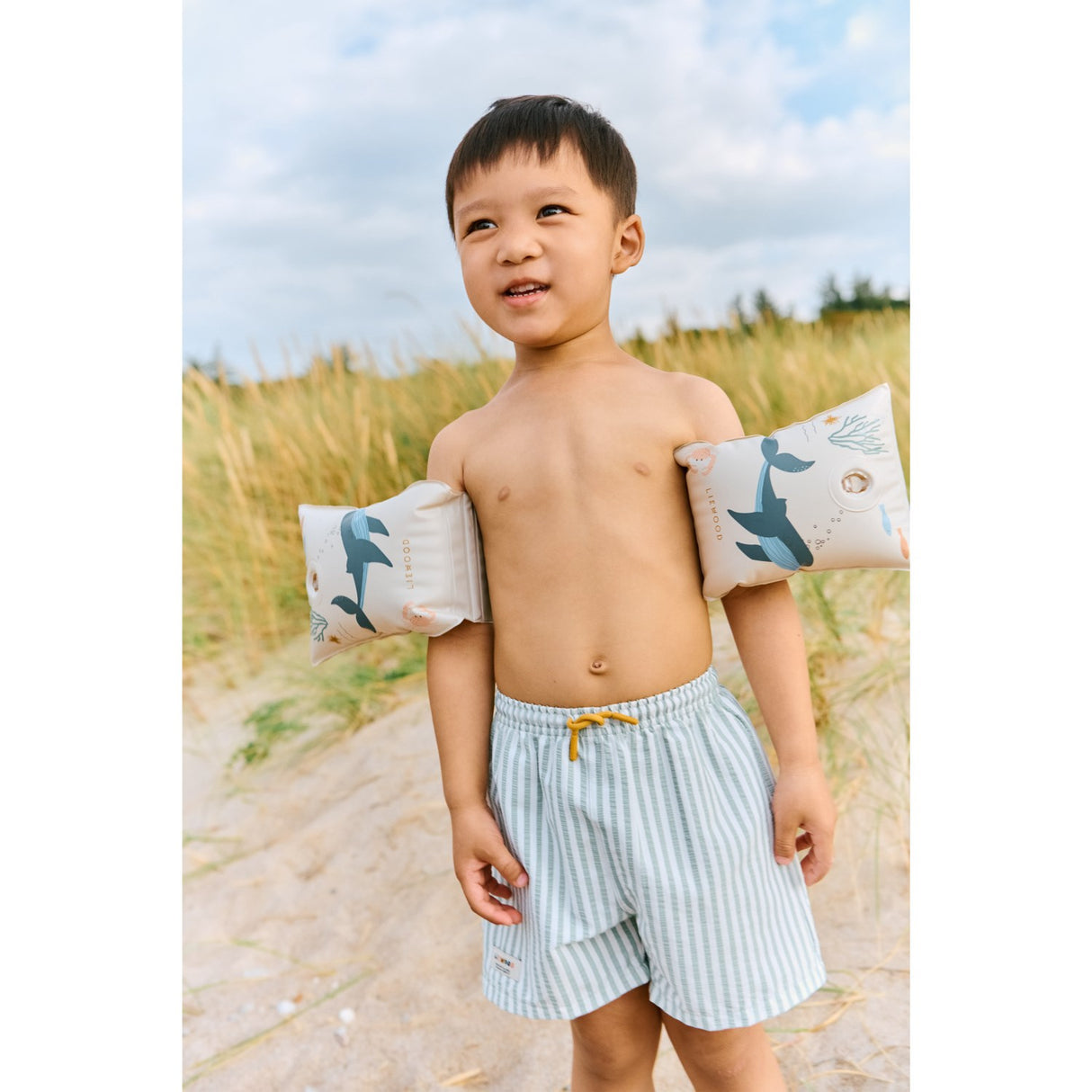 LIEWOOD Stripe Peppermint / Crisp White Duke Stripe Badeshorts