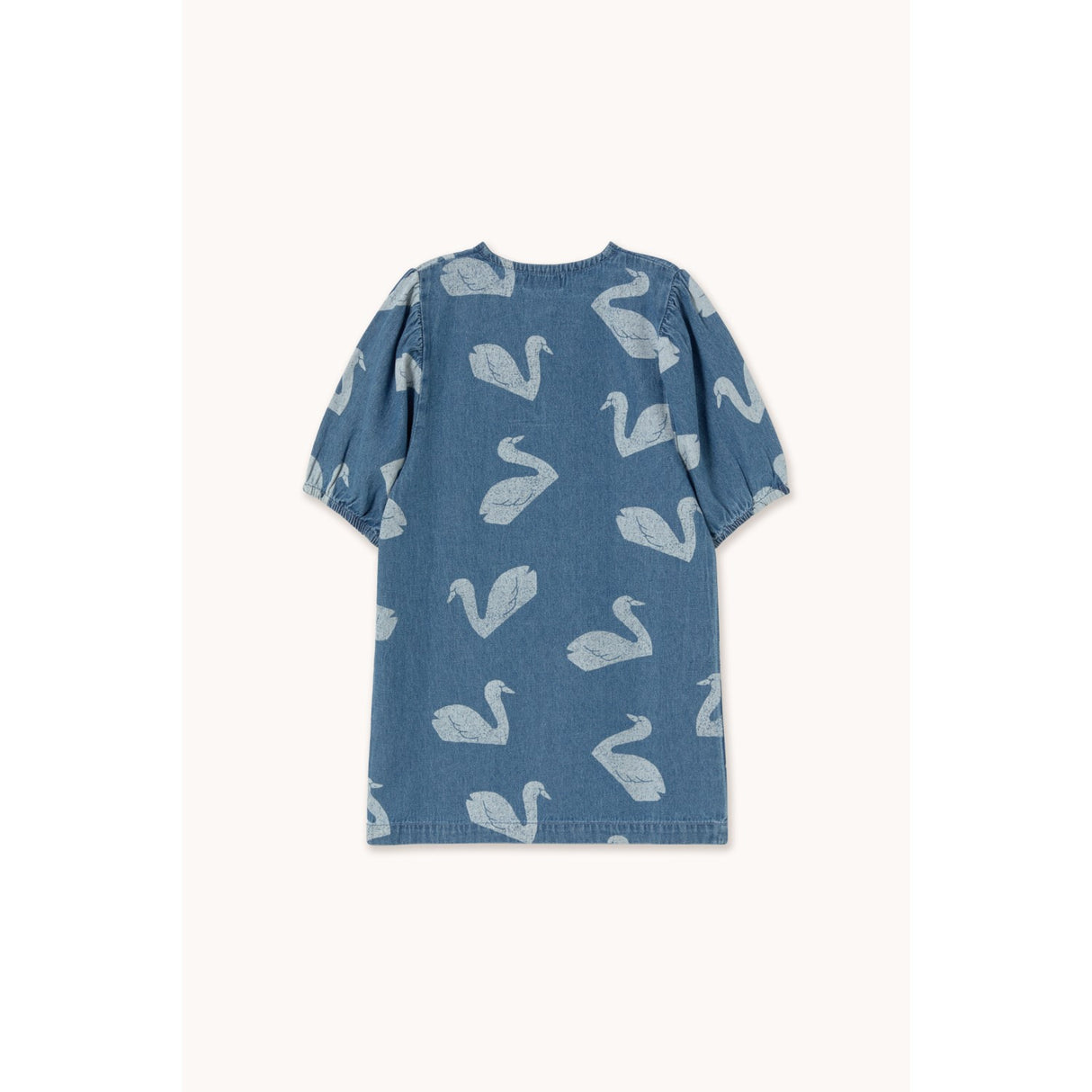 TinyCottons Medium Wash Denim Big Swans Kjole