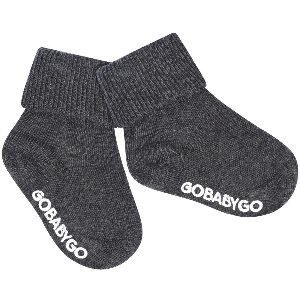 Gobabygo Dark Grey Melange Non Slip Strømper Organic Bomuld