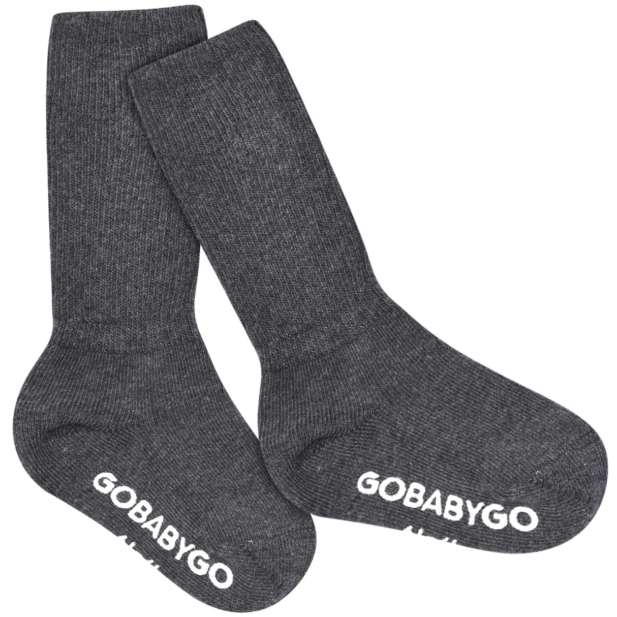 Gobabygo Dark Grey Melange Non Slip Strømper Organic Bomuld