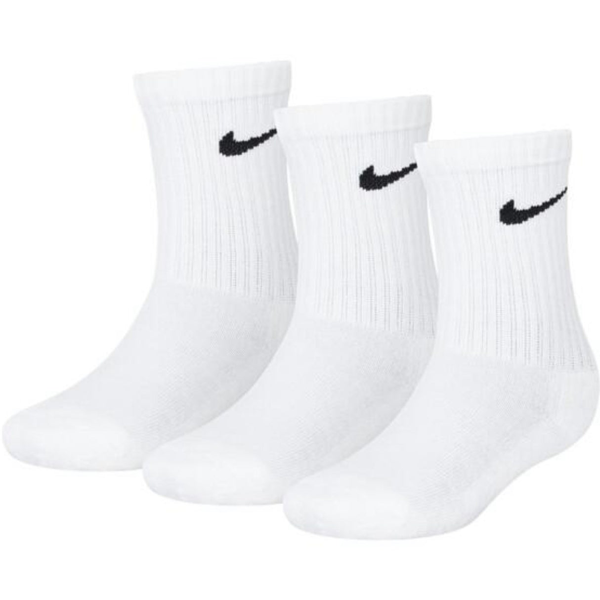 NIKE White Nike Basic Pak Crew 3-Pak Strømper