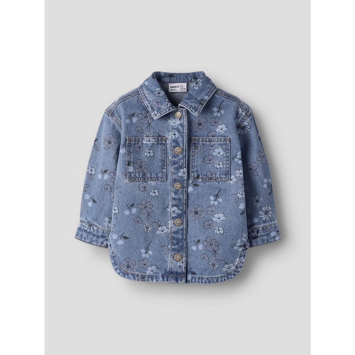 Name It Medium Blue Denim Flower Nmfjoy Dnm AOP Jakke 2633-Im